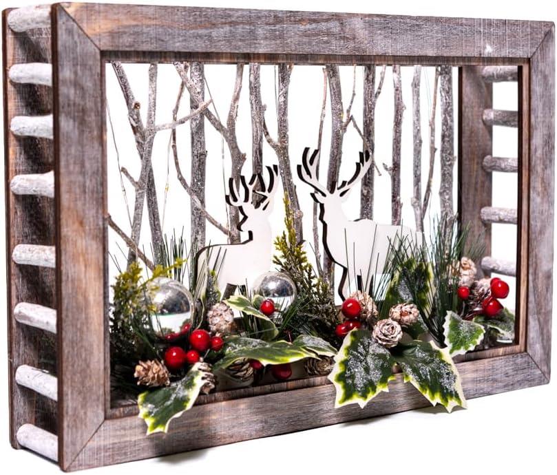 LED Wooden Reindeer Scene (Rectangle) W38xD6.5xH25cm