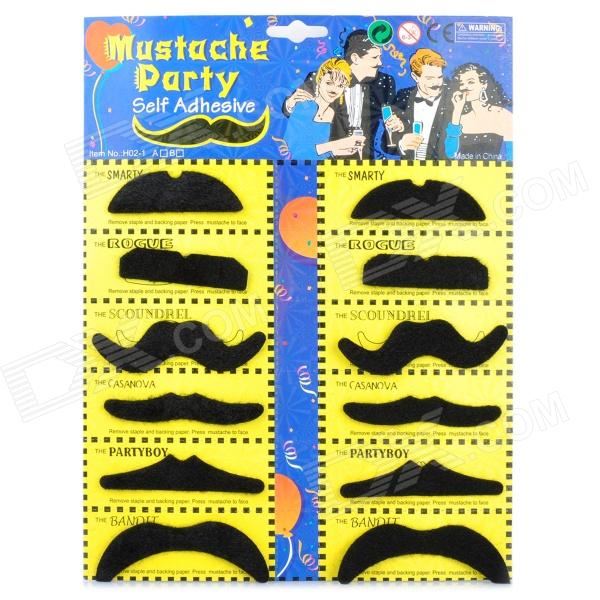 12 Self-Adhesive Fake Moustaches - Mustache Stag Hen Fancy Party Dress Accessories