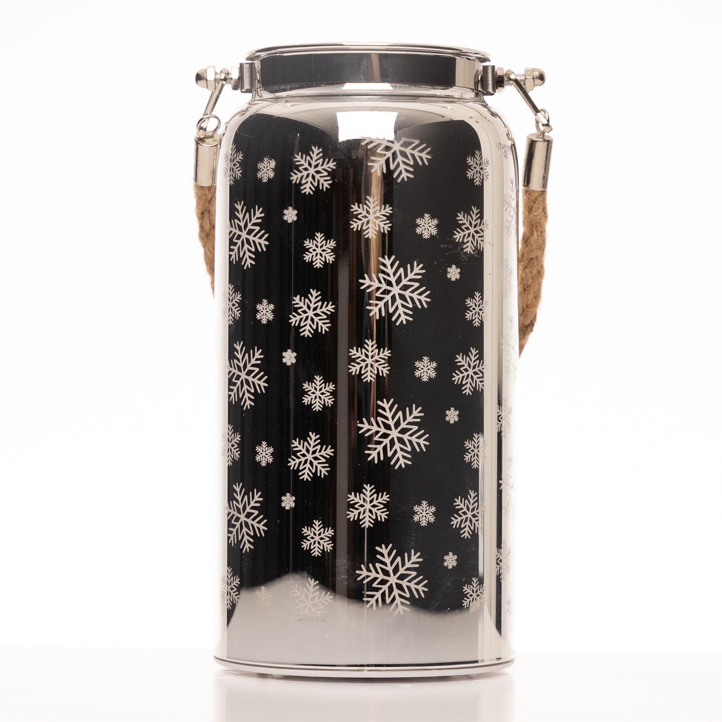 20cm Christmas Decorated Jar - Snowflakes Design