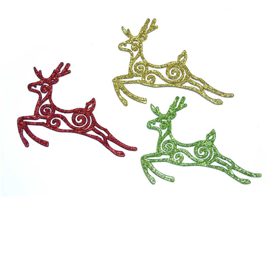 3pcs Glitter Reindeer Christmas Tree Decorations