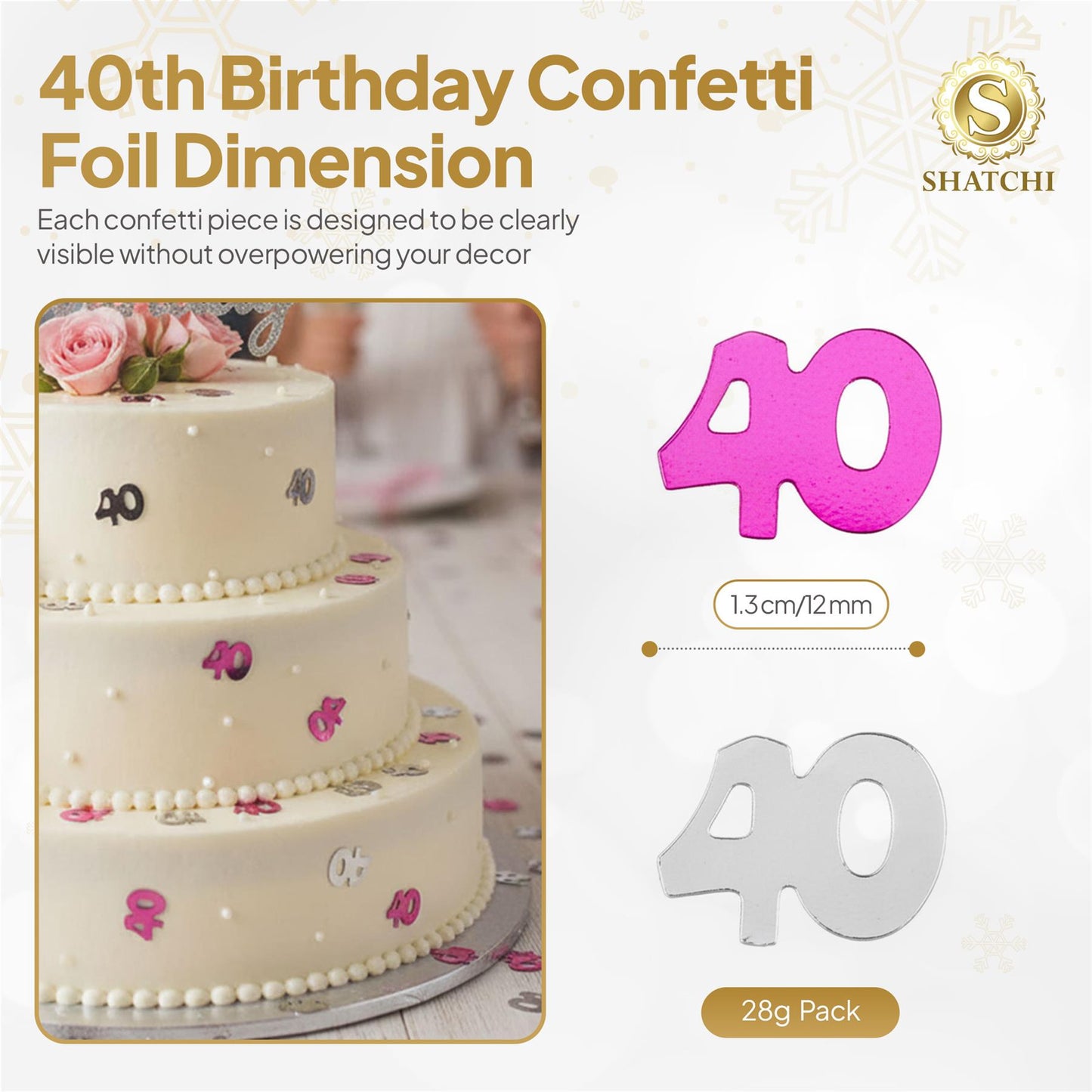Shatchi 14g 40th Happy Birthday Pink & Silver Confetti