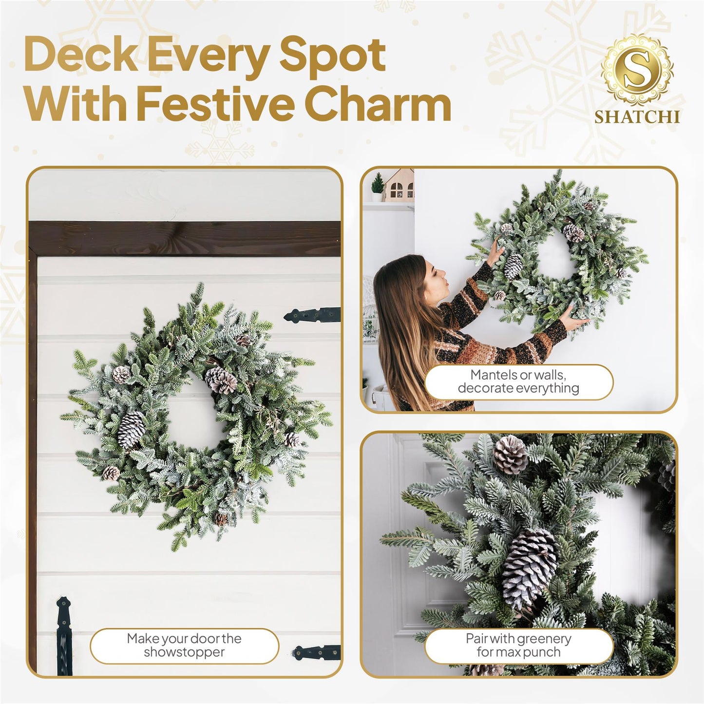 80CM CYPRESS PINE WITH PINE CONES WREATH