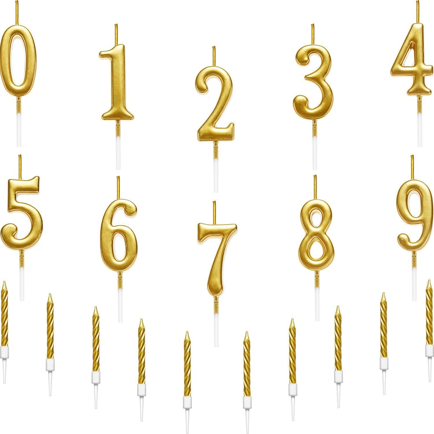 Gold 3 Number Candle Birthday Cake Decoration