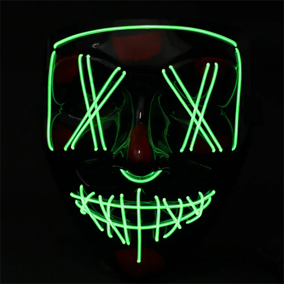 Halloween LED Neon Green Stitched Purge Mask