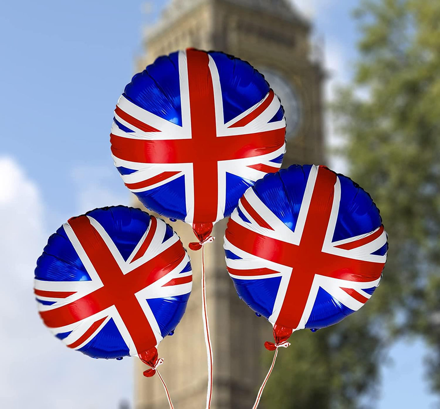 40 Union Jack Foil Balloons 18-inch Flag Printed Helium Fillable