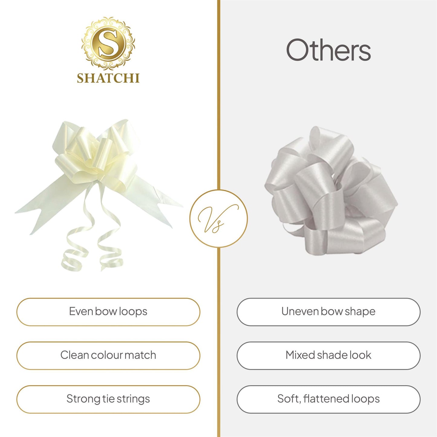 Shatchi 30pcs Ivory 50mm/5cm Pull Bows Gift Wrap & Hampers