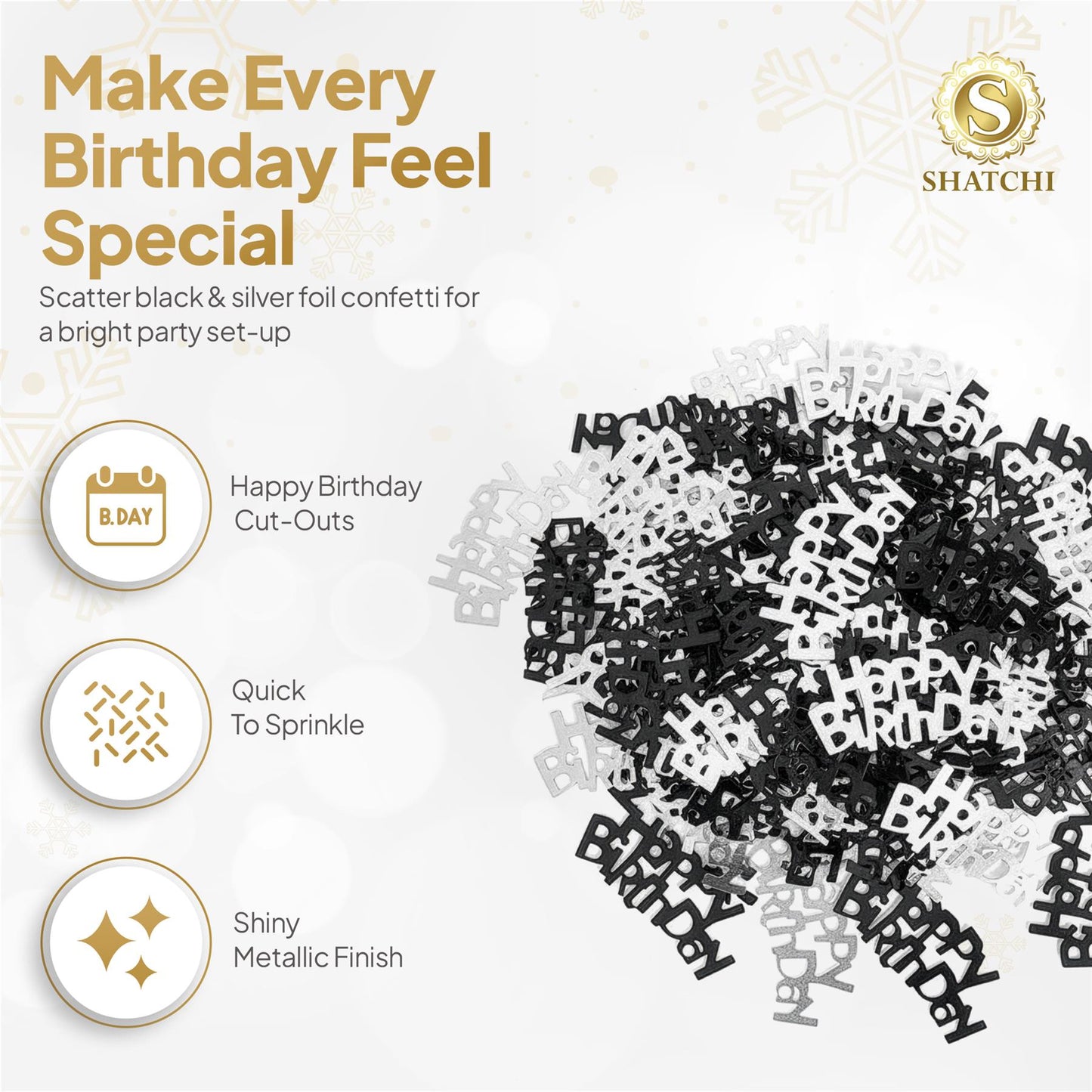 1 PK Happy Birthday Confetti Black & Silver, 14g