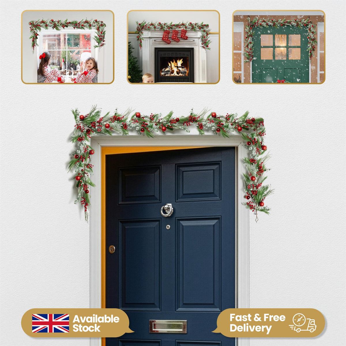 180CM CYPRESS PINE WITH PINE CONES GARLAND