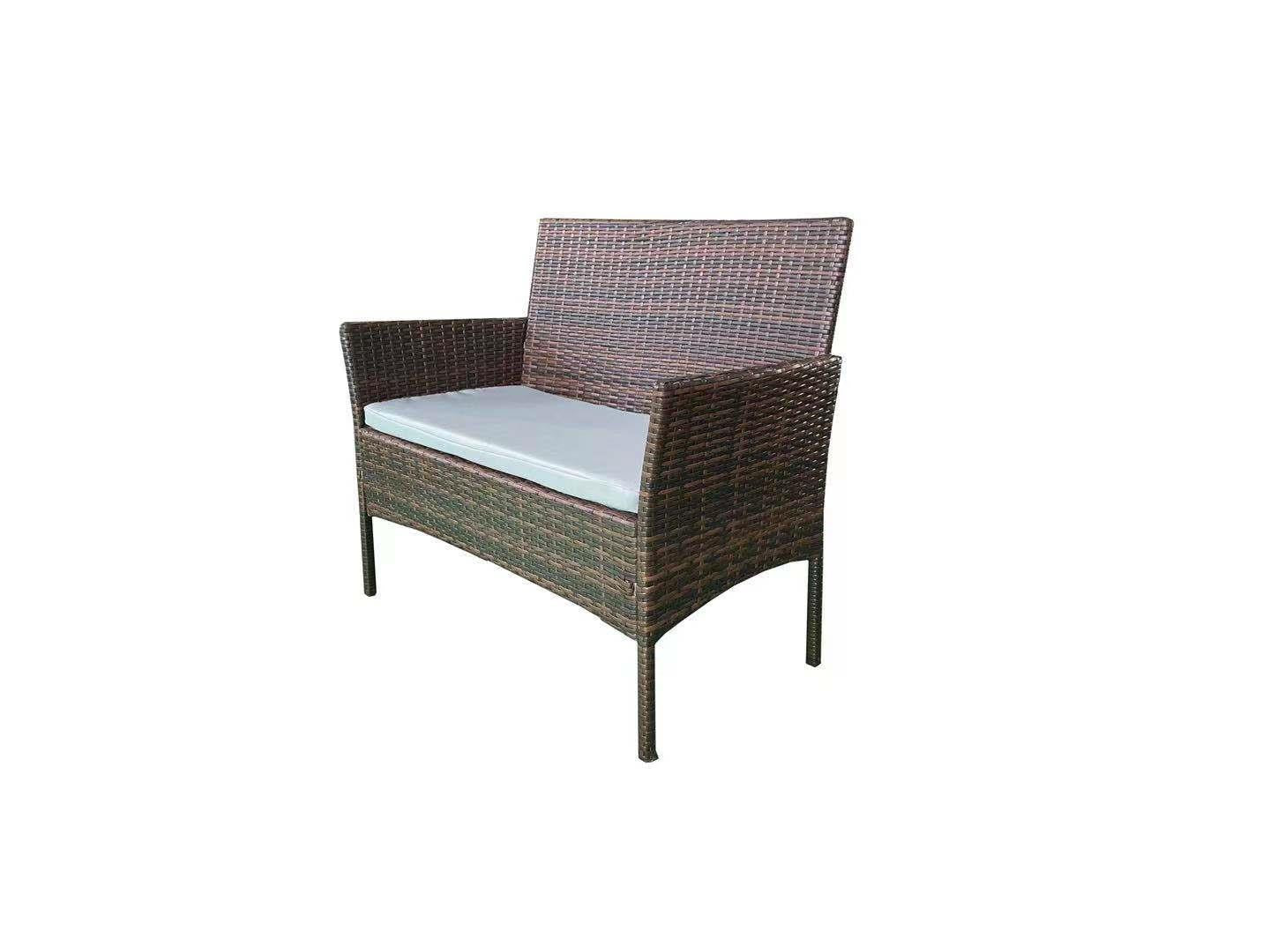 Brown Rattan Sofa 1 Sofa, 2 Chair, 1 Table Set