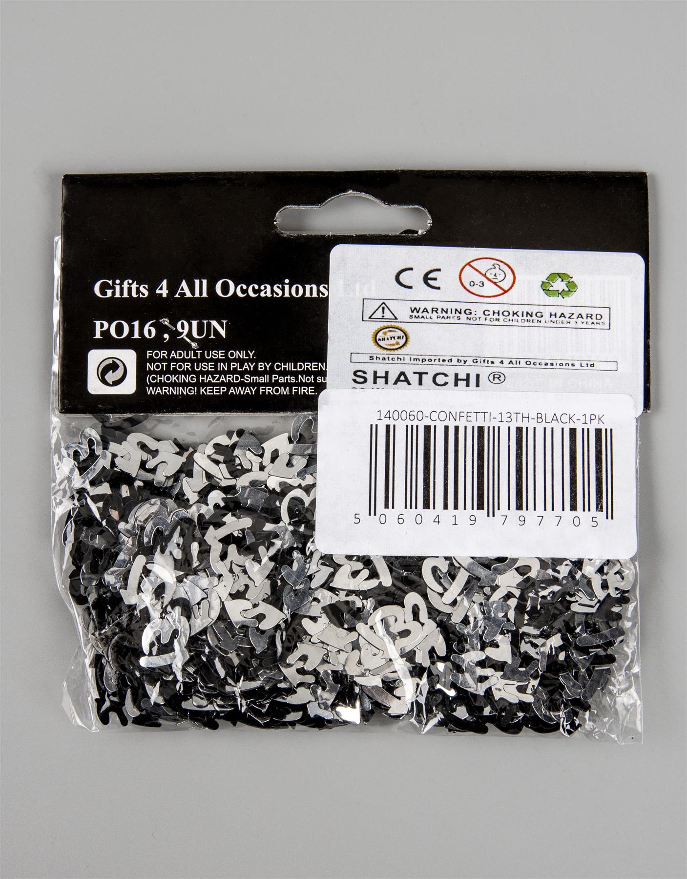 2 Packs of 14g Black-Silver Foil Confetti Sprinkles for 13th Birthday