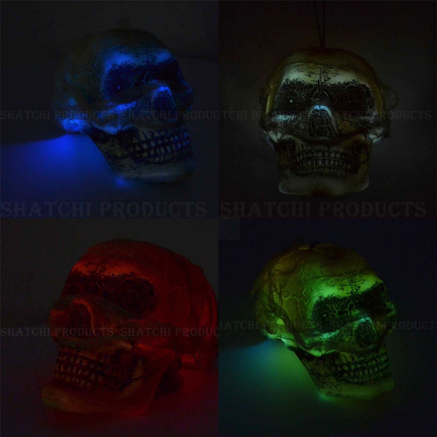 Halloween Hanging Skull Decor with Flashing LED Eyes