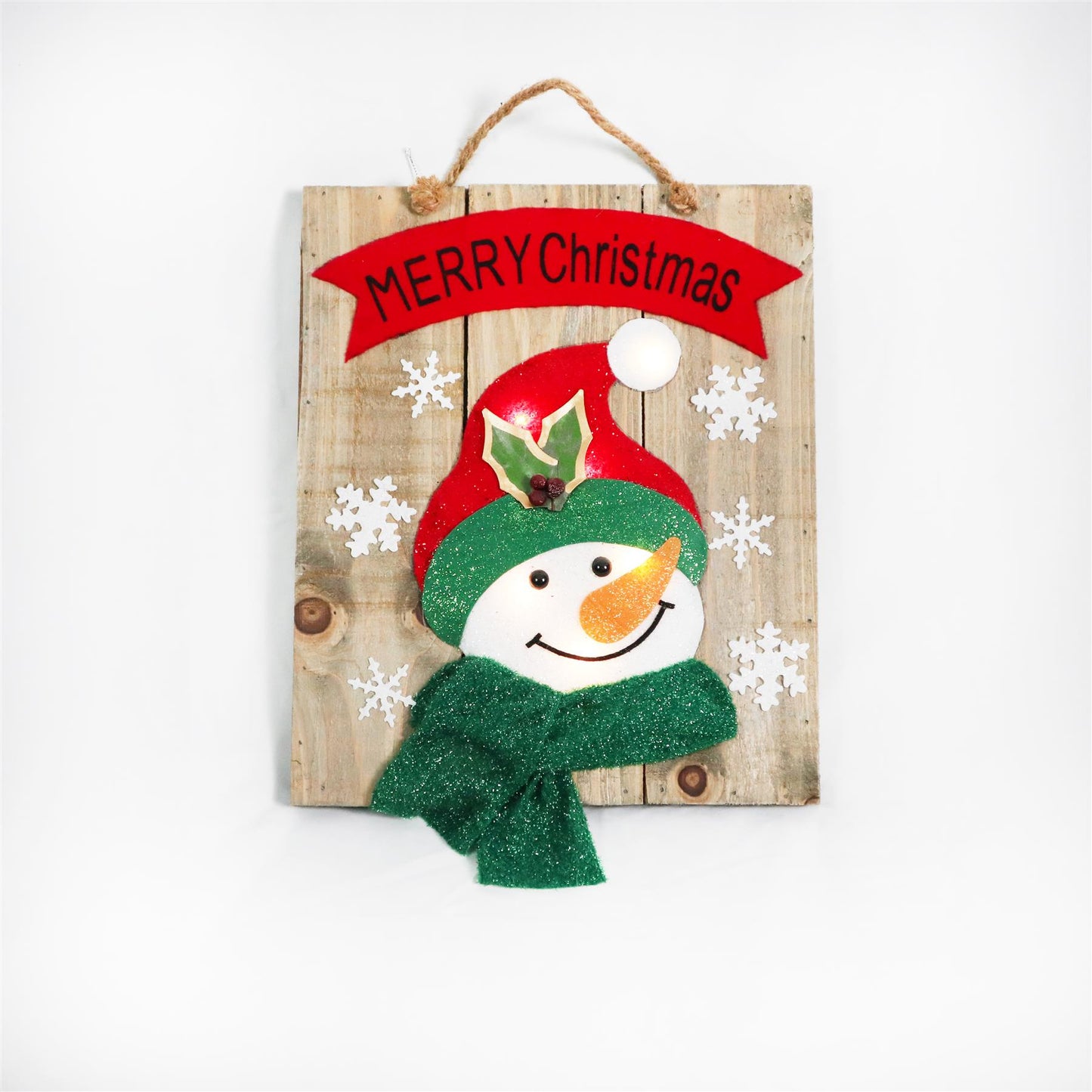 Wooden Hanging Frame Decor featuring Snowman - Dimensions: 30x3x36cm