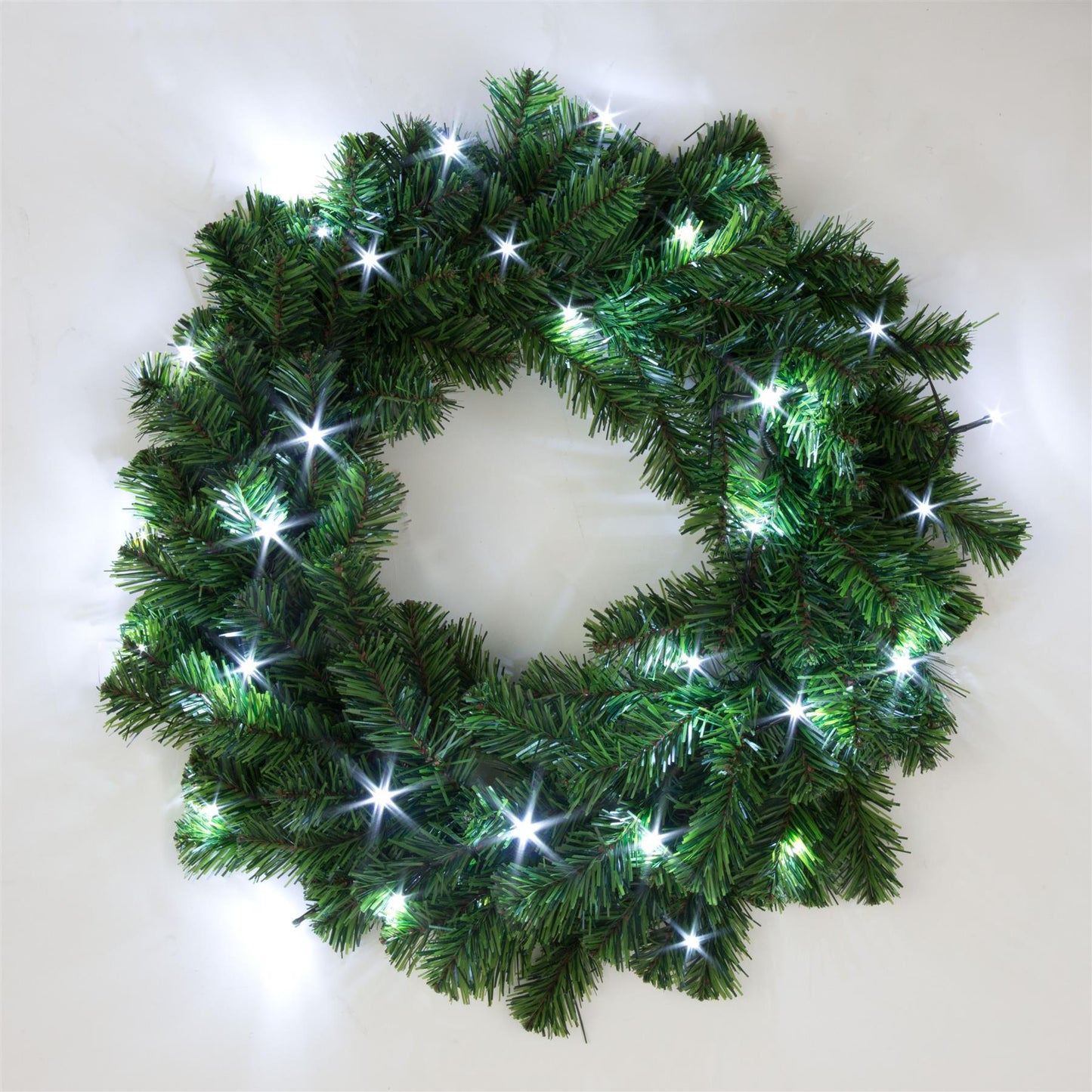 55cm Green Wreath with White LEDs