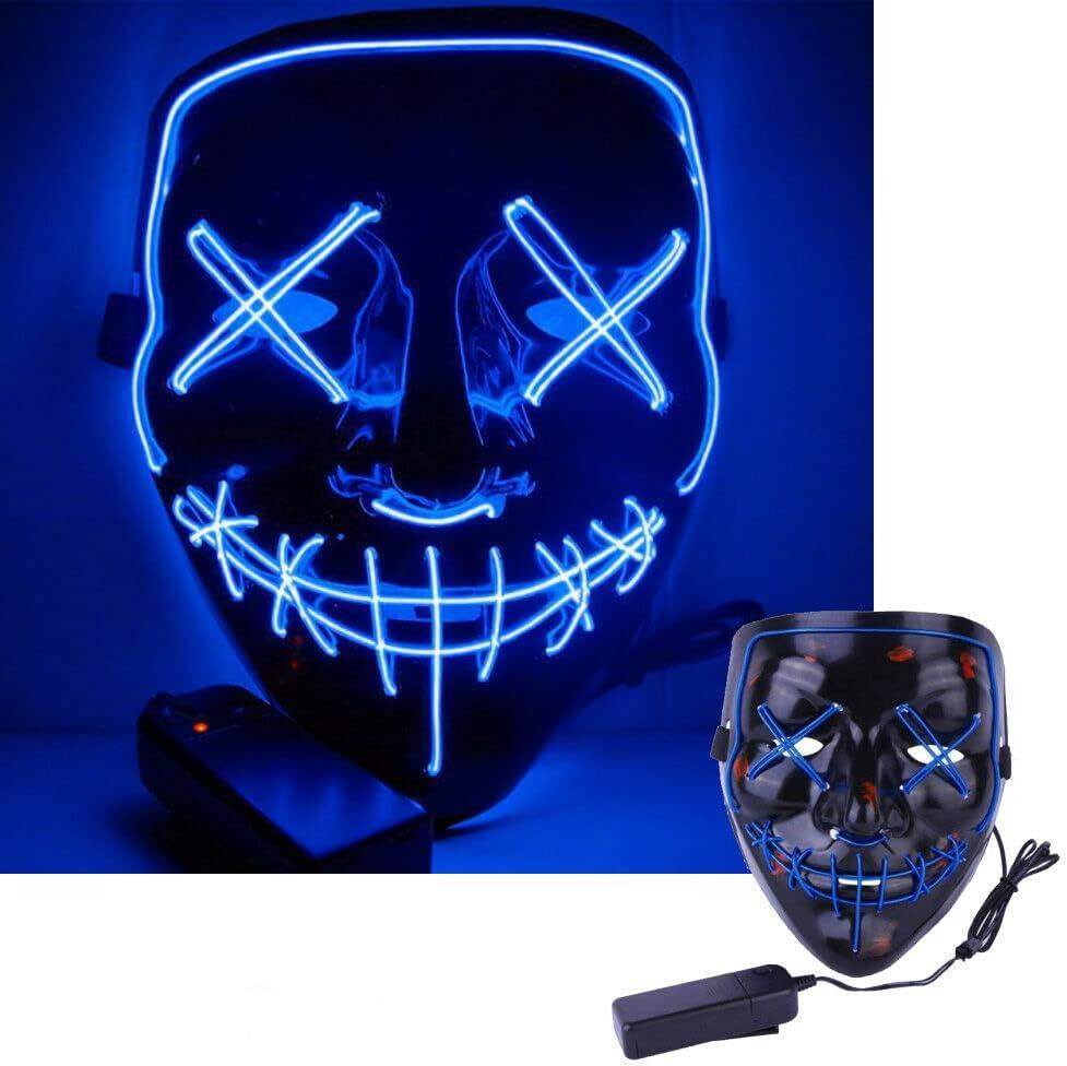 Blue Halloween Purge Mask with LEDs