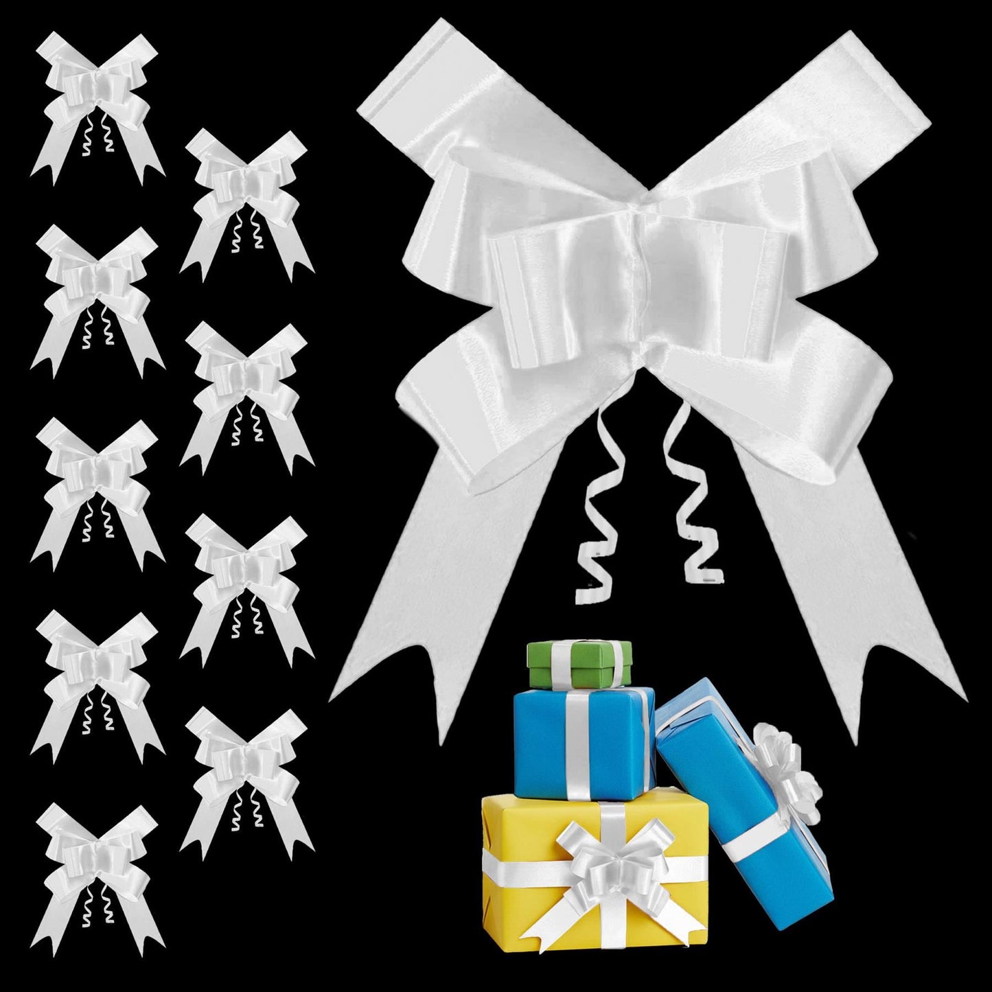 Shatchi 30pcs White 50mm/5cm Pull Bows Gift Wrap & Hampers