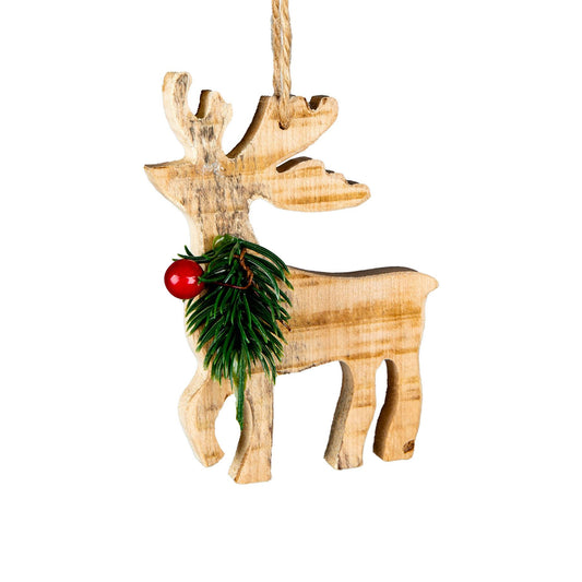 Wooden Reindeer Ornament (12x8x1.5cm)