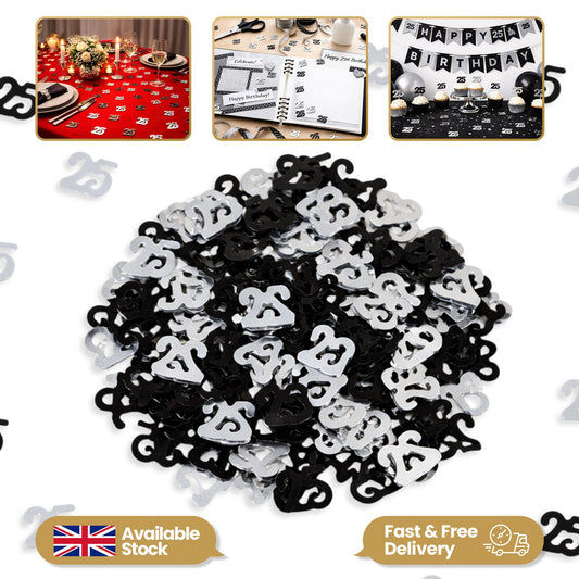 2 Packs 25th Confetti Black & Silver 14g