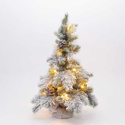 50cm Pre-Lit Novelty Christmas Tree with Frosted Tips and Pine Cones