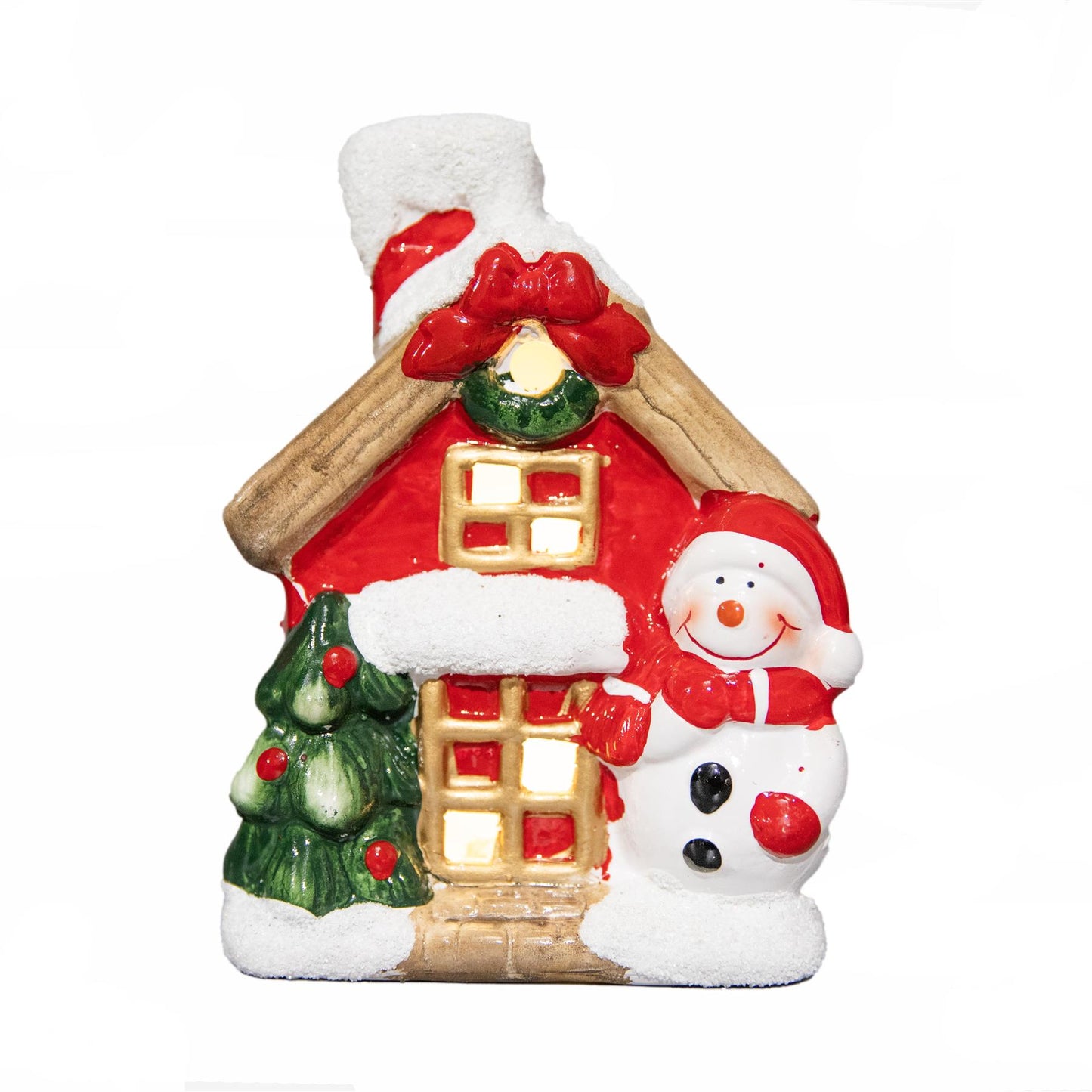 2 Snowman Light Up Houses