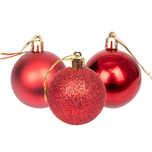 Dark Red Baubles - 5 cm, 18 Pieces Set, PVC