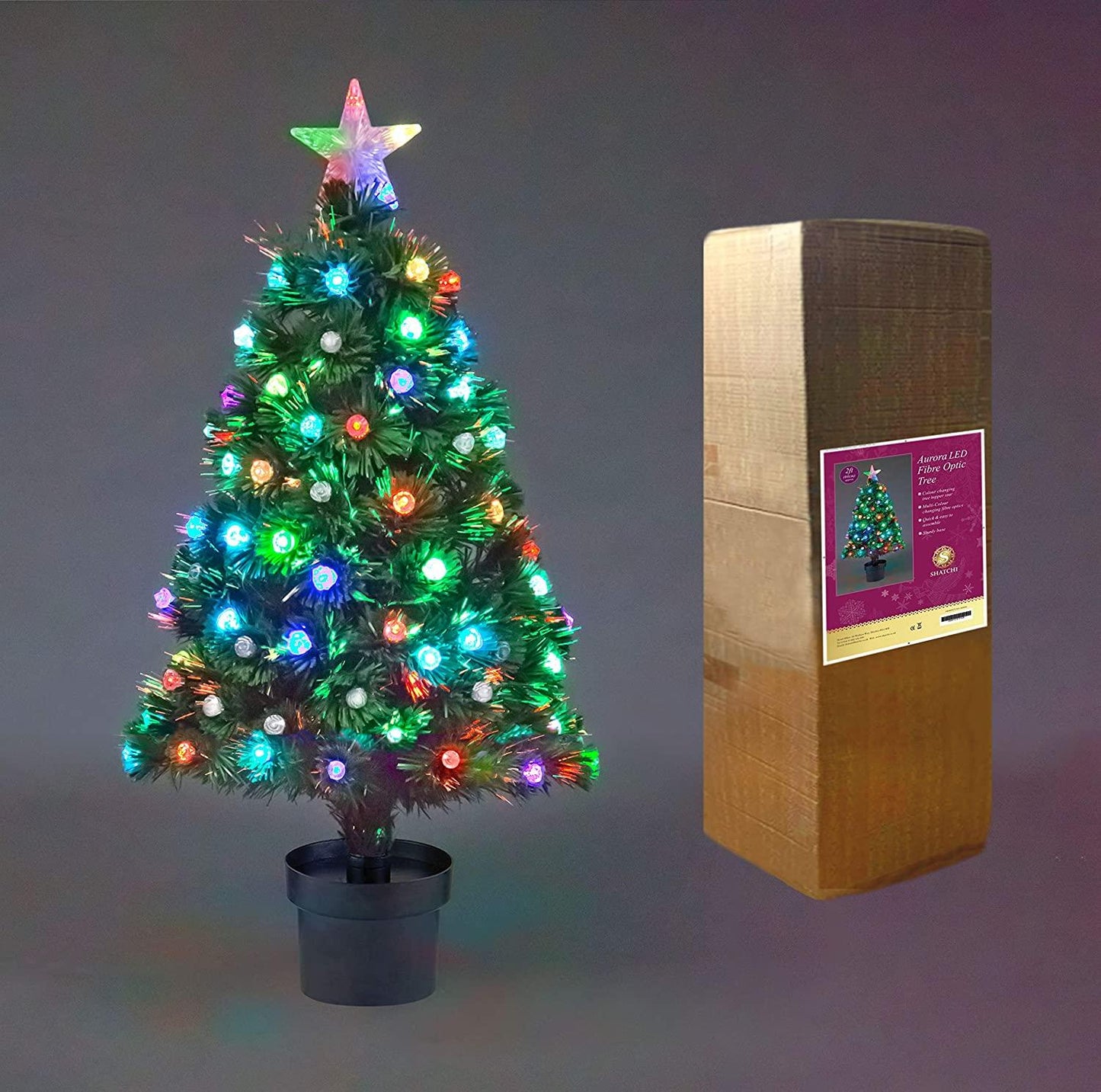 2ft Aurora LED Fibre Optic Christmas Tree