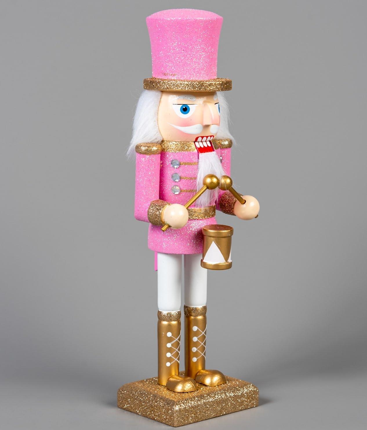 25cm Pink Wooden Nutcrackers, 4pcs Set