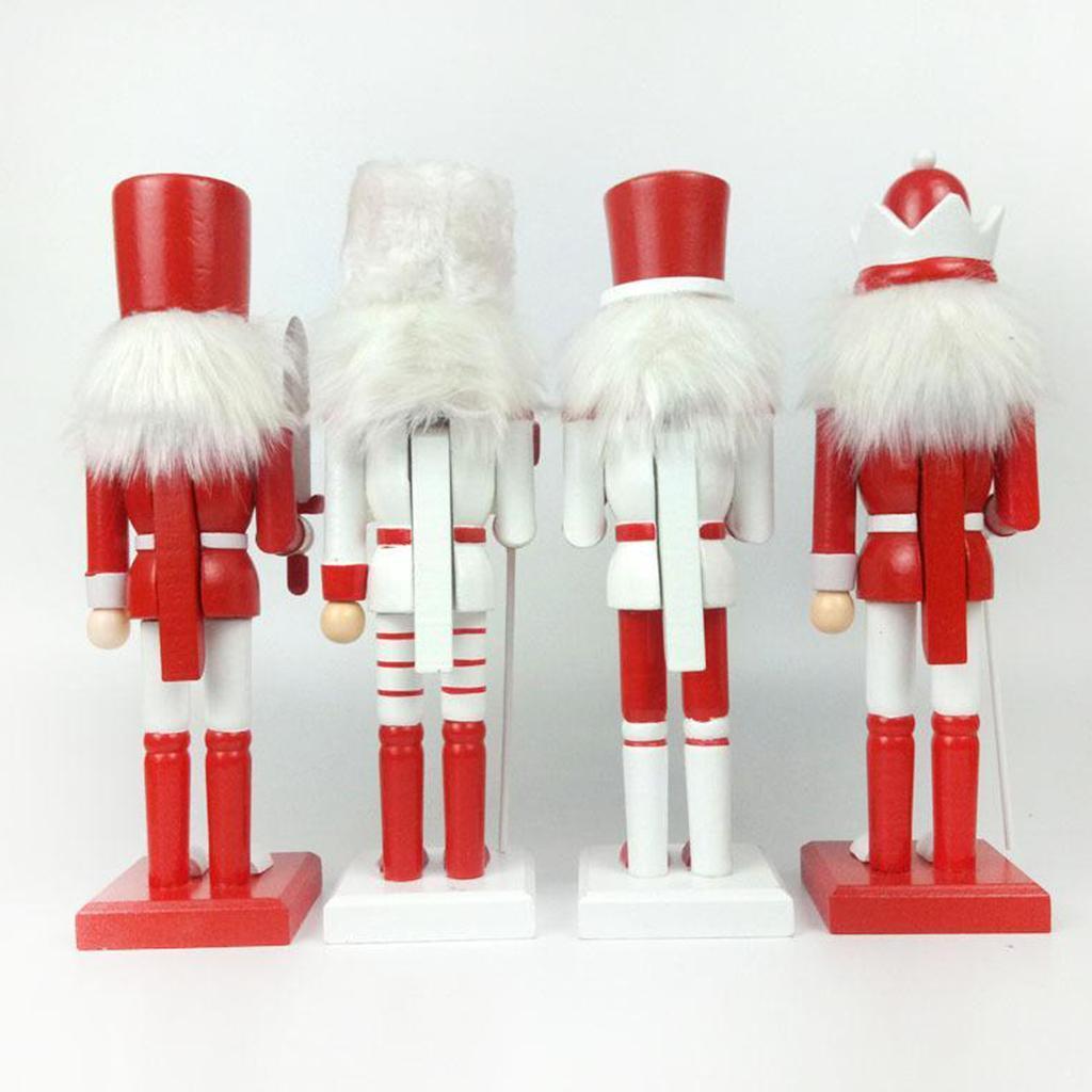 4 Red and White Nutcracker Figures (25cm)