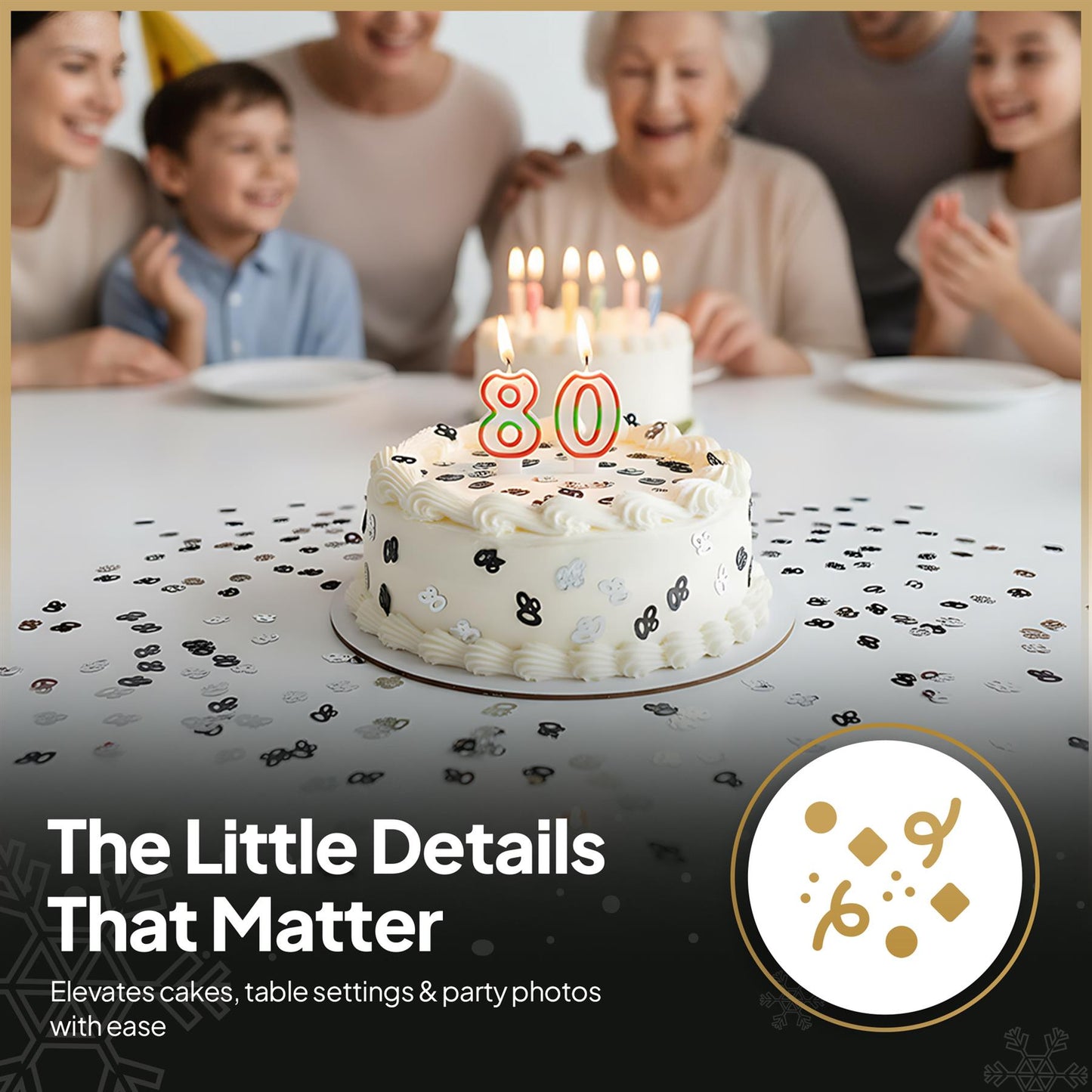 4 x 14g 80th Black Happy Birthday Confetti