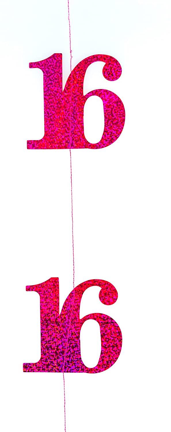 6PCS X 5ft 16th Birthday String Glitz Pink