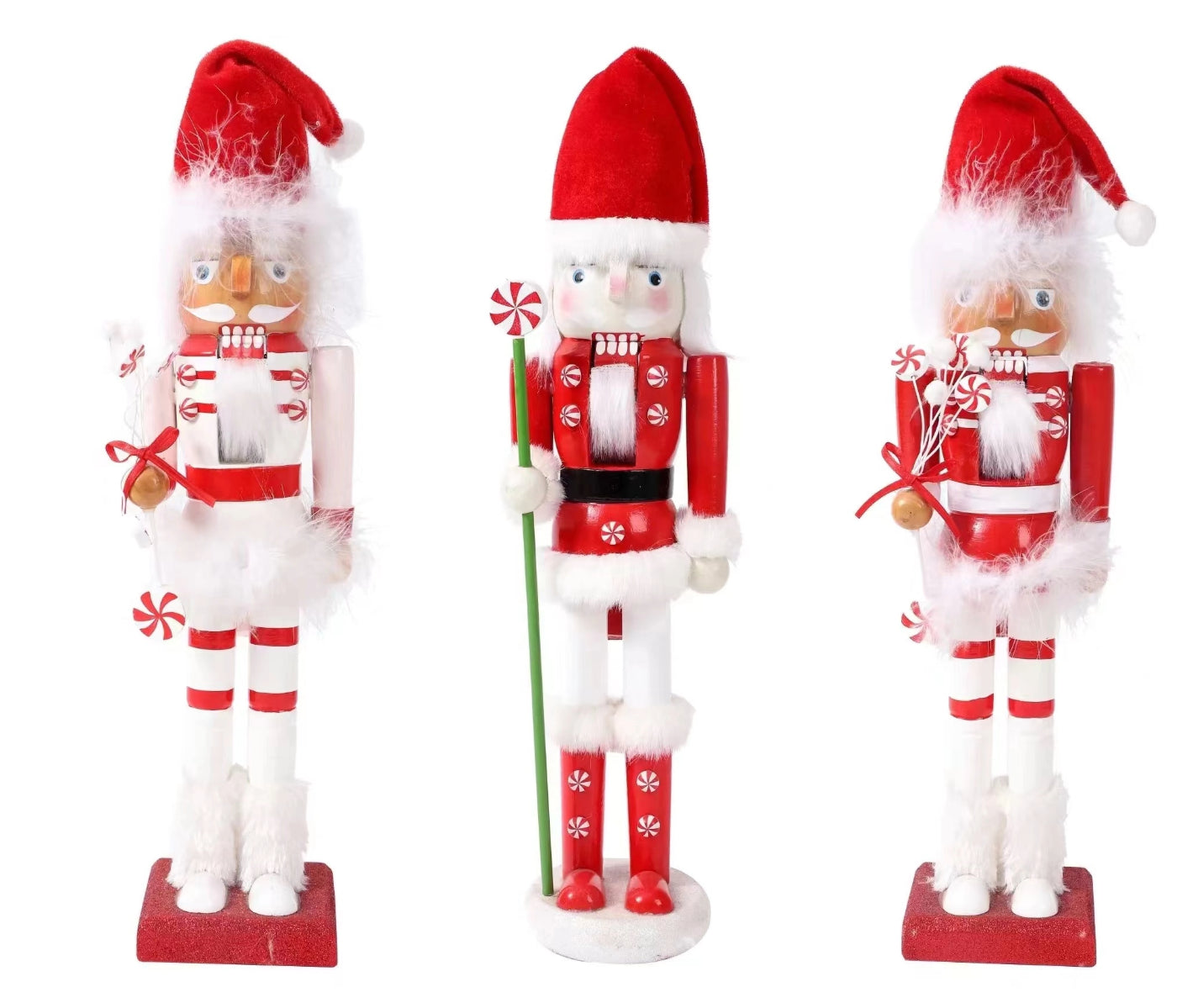 3 x Red & White Nutcrackers 38cm