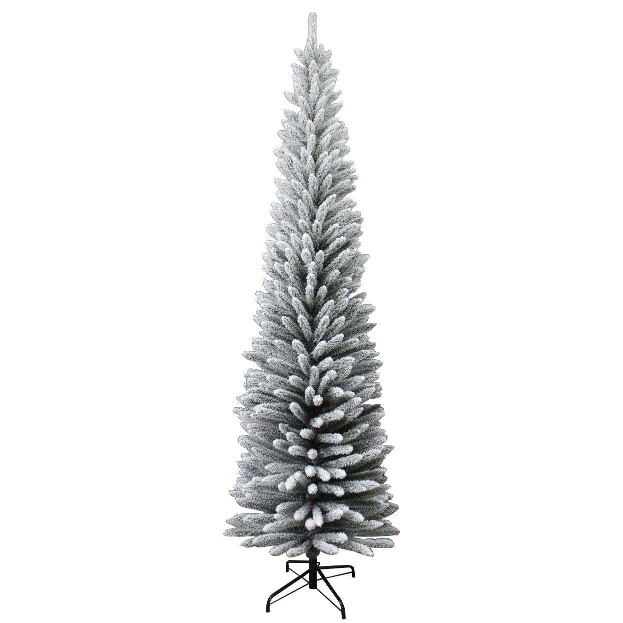 7Ft Snow Flocked Frosted Pencil Christmas Tree