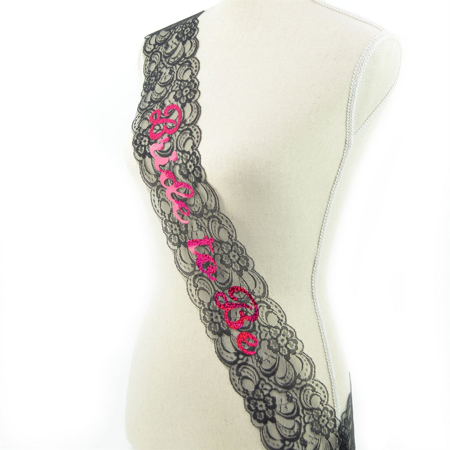 Shatchi BRIDE TO BE Black Lace Sash