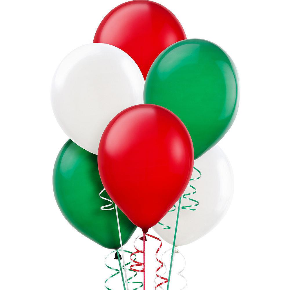 12Inch Red White and Green Balloons 25Pcs