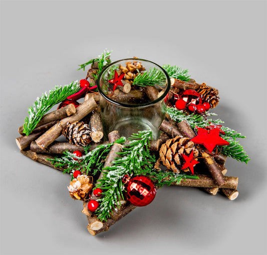 22cm Red Twig Star Candle Holder