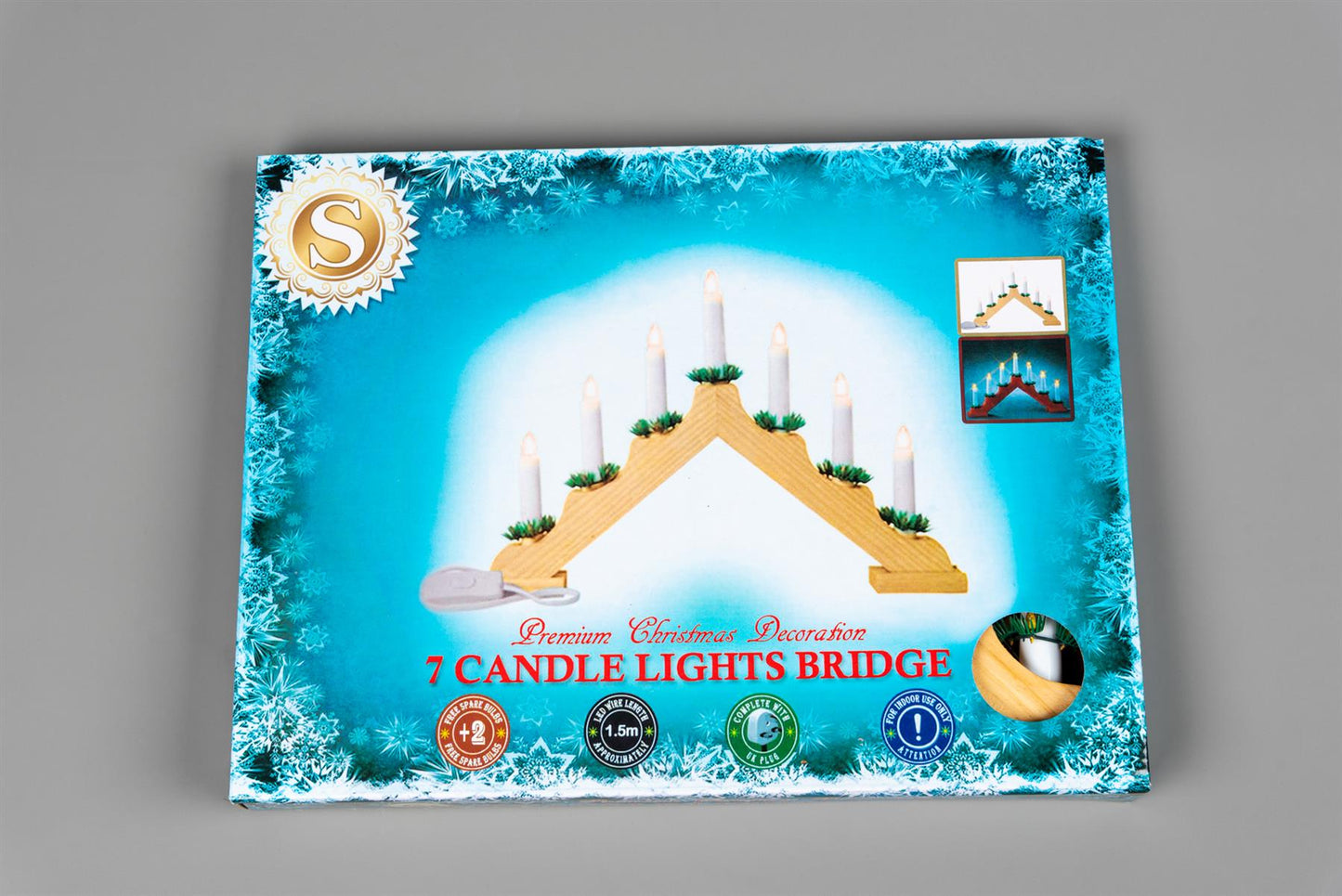 Wooden Candle Bridge Light - 7 Bulb