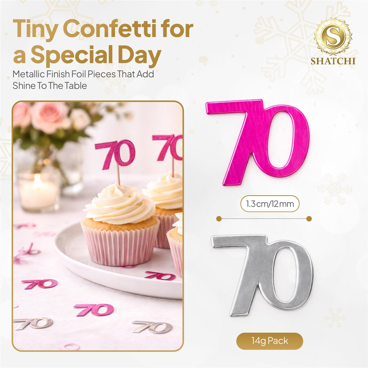 14g 70th Pink Happy Birthday Confetti