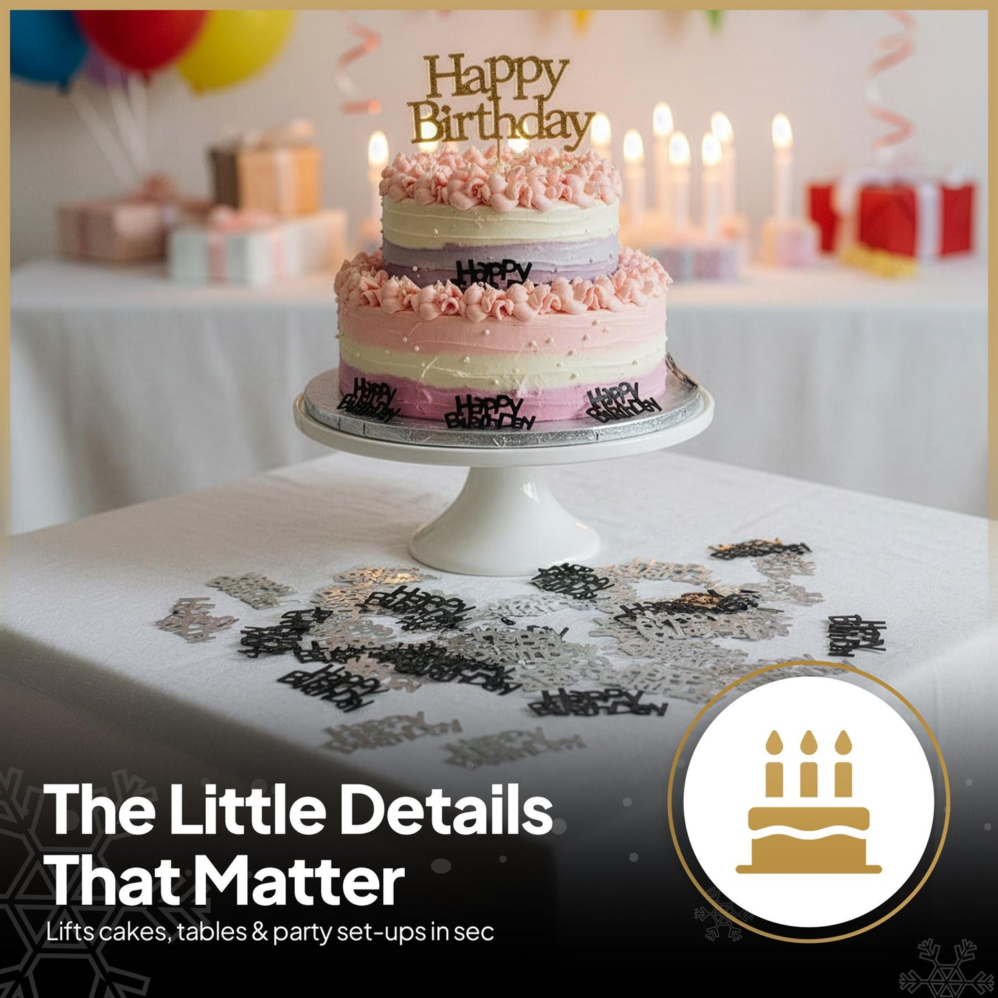 1 PK Happy Birthday Confetti Black & Silver, 14g