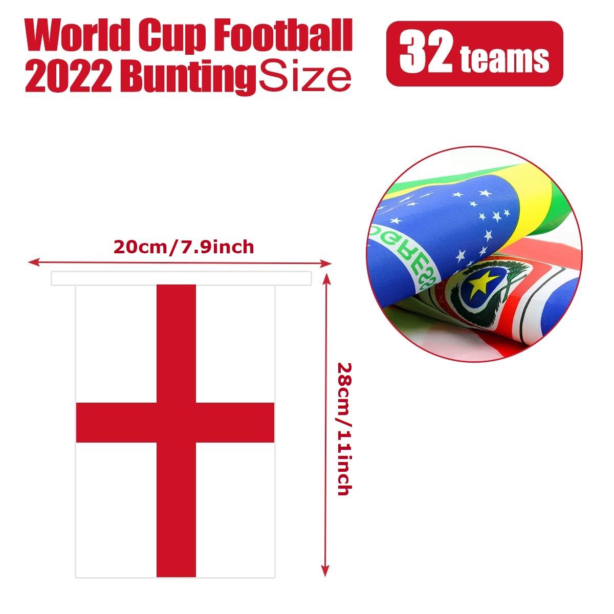 Football World Cup Bunting - 20x28cm, 12m, 32 Flags