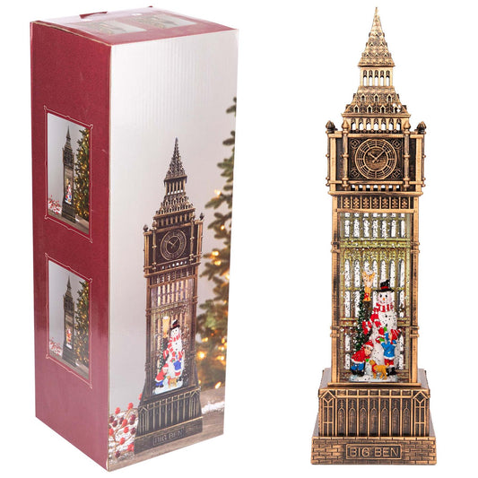 Big Ben Clock Tower Musical Snow Globe Lantern - 10x10x38cm