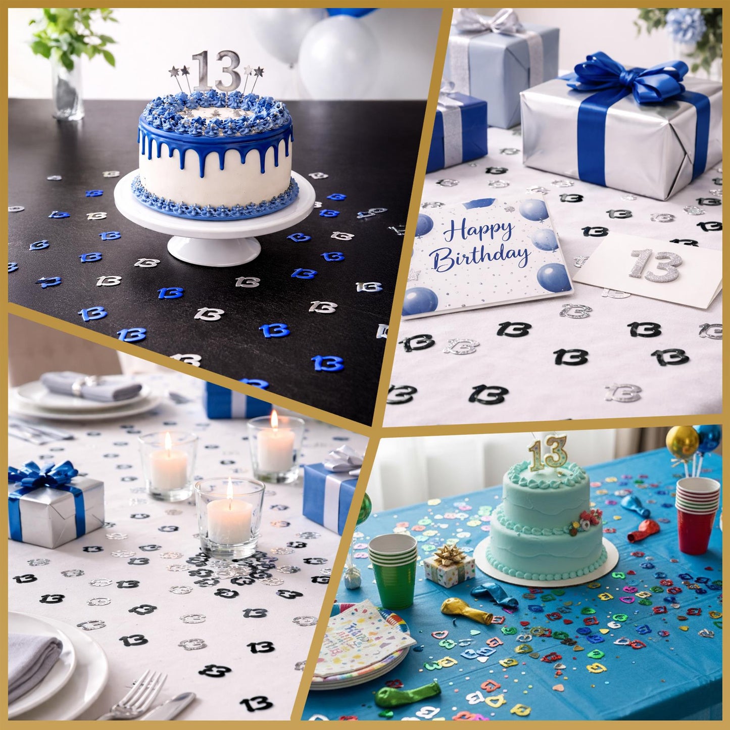 14g 13th Happy Birthday Confetti - Black & Silver