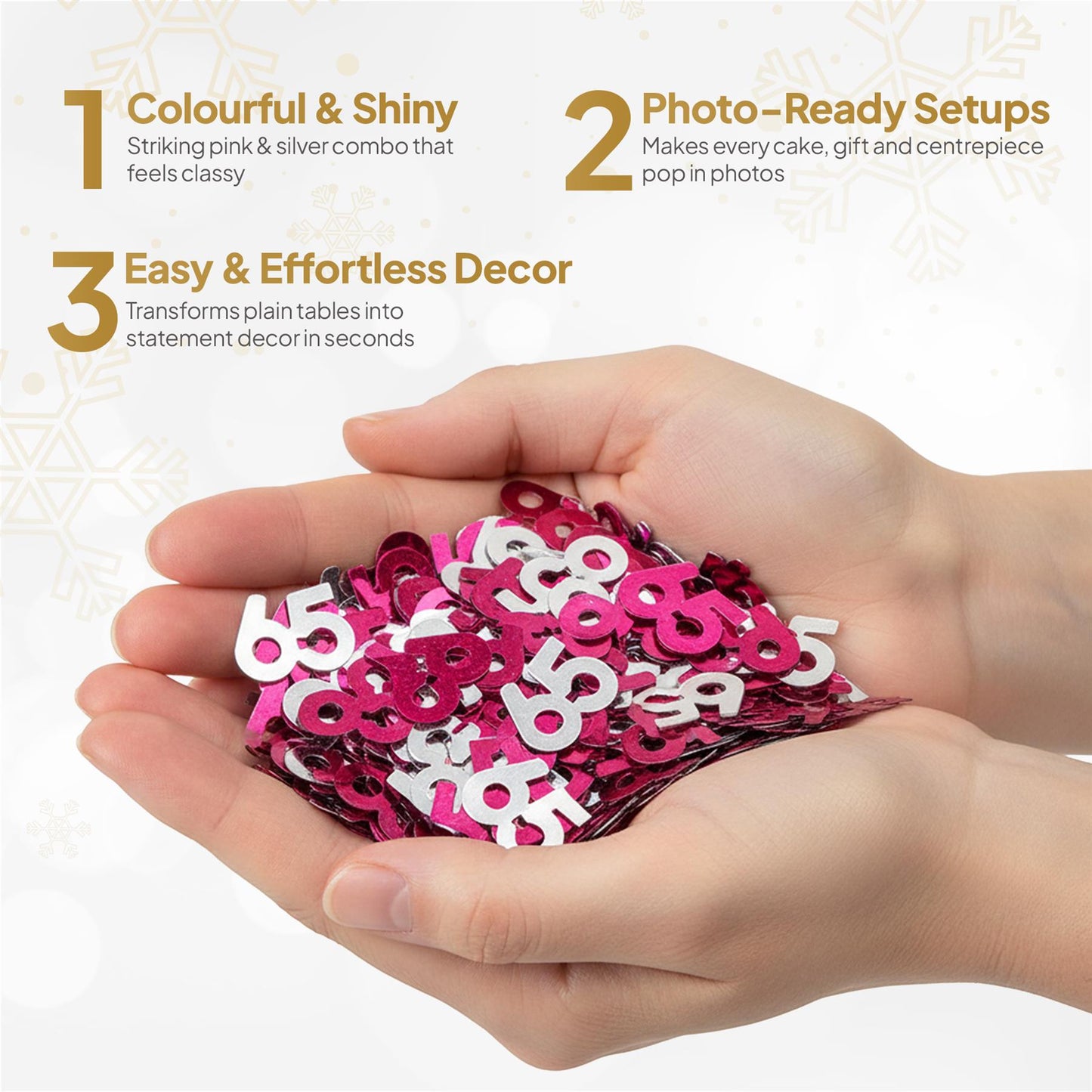 2 Packs of Pink & Silver 65th Confetti (14g)