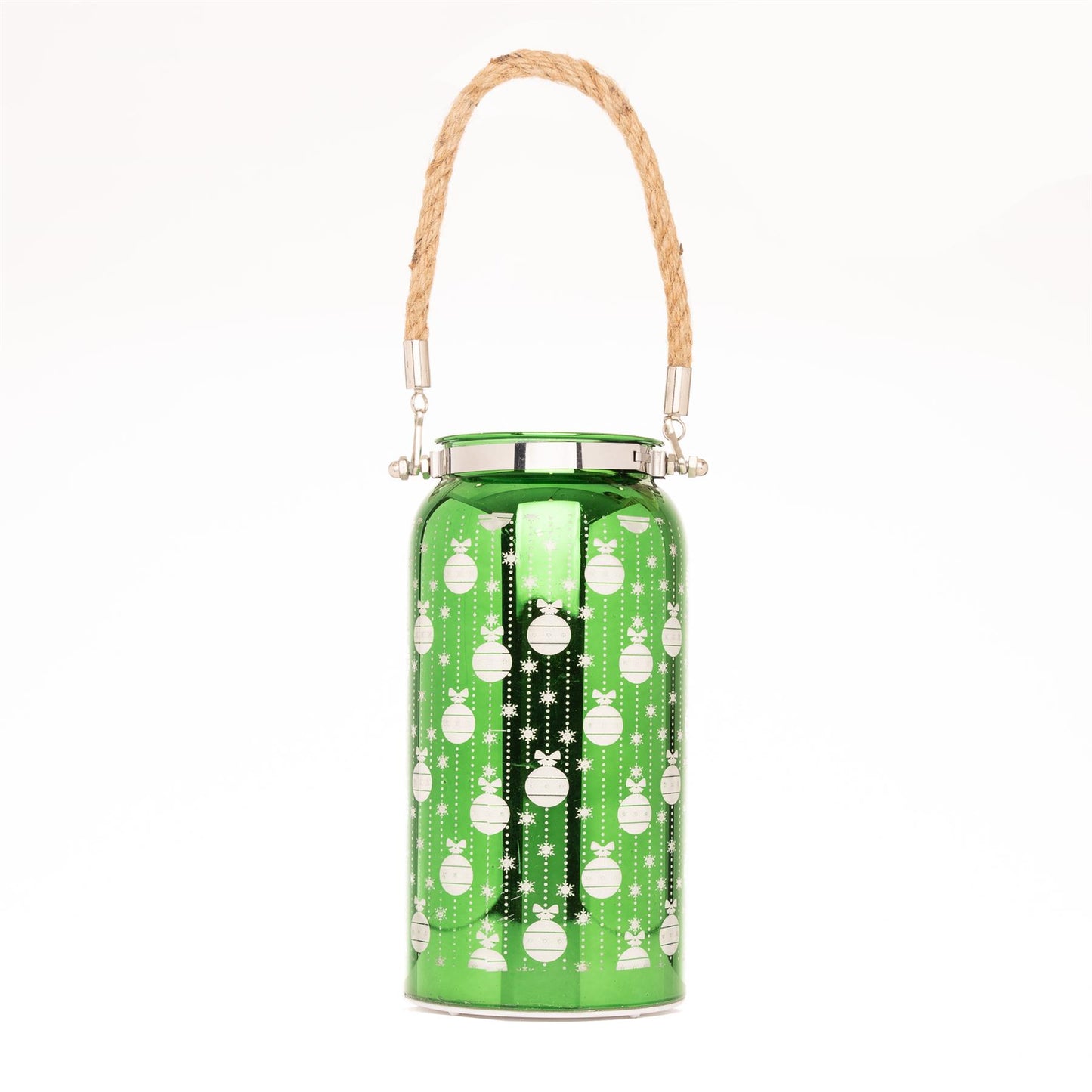 20cm Christmas Decorated Jar - Green Lantern