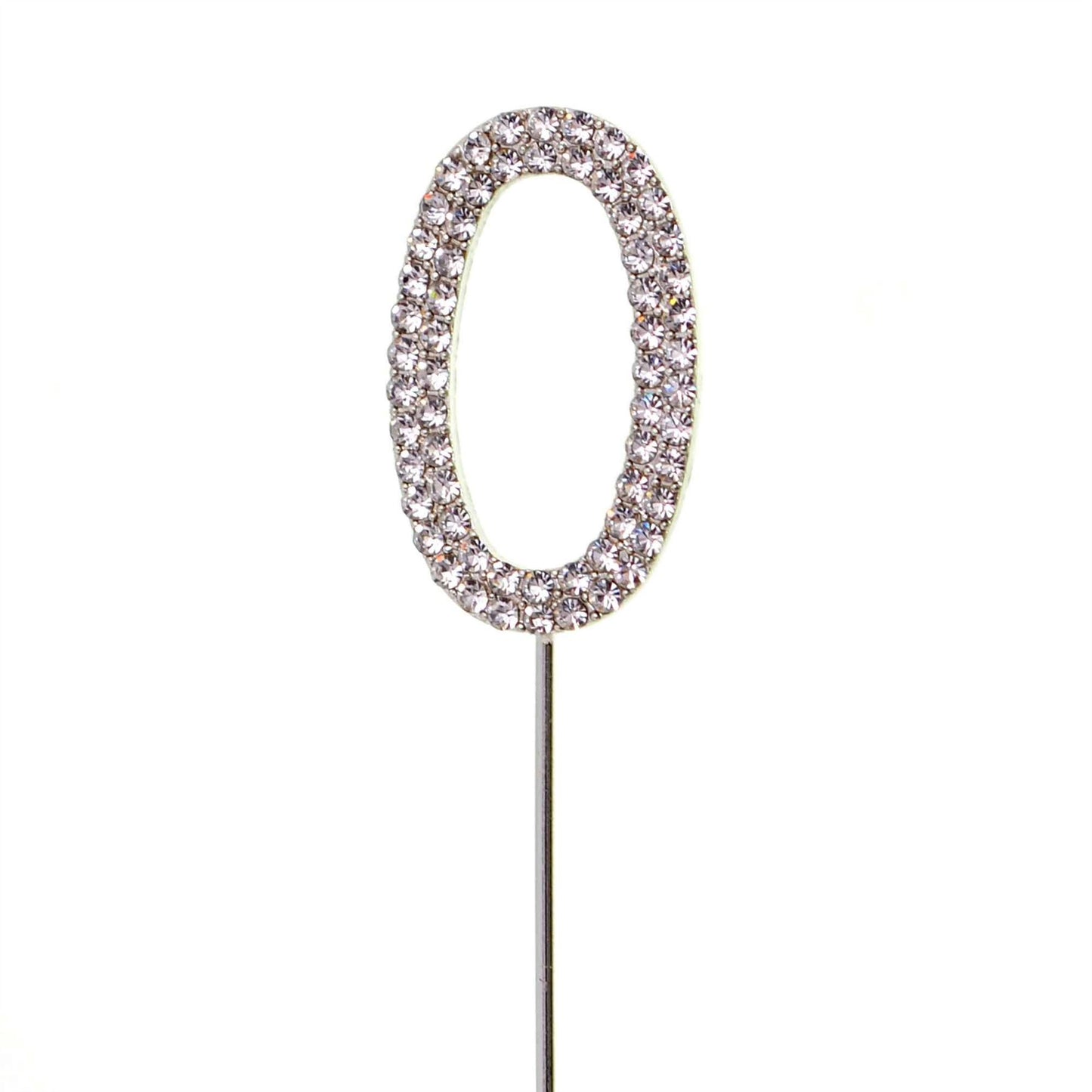 Silver Sparkley Diamond Number 0 Cake Topper