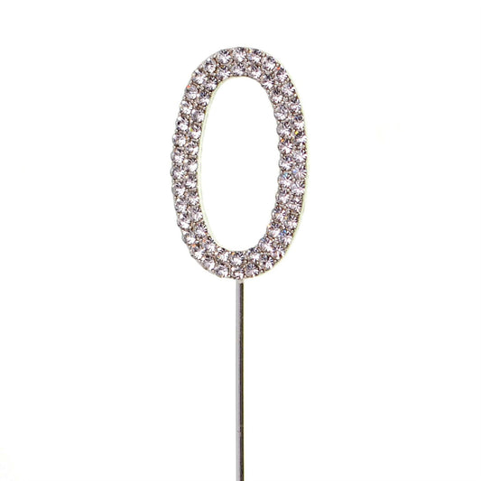 Silver Sparkley Diamond Number 0 Cake Topper