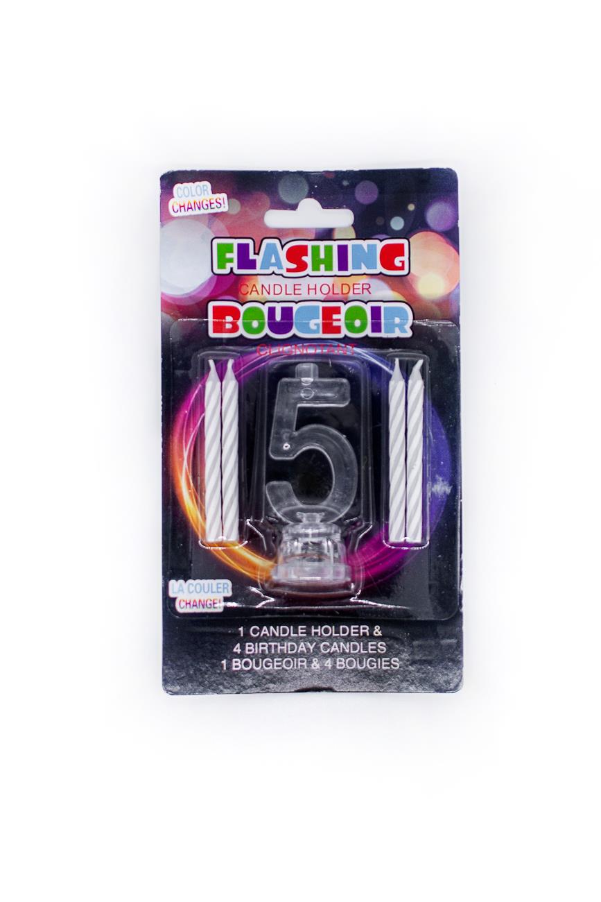 Flashing Number 5 Birthday Candle