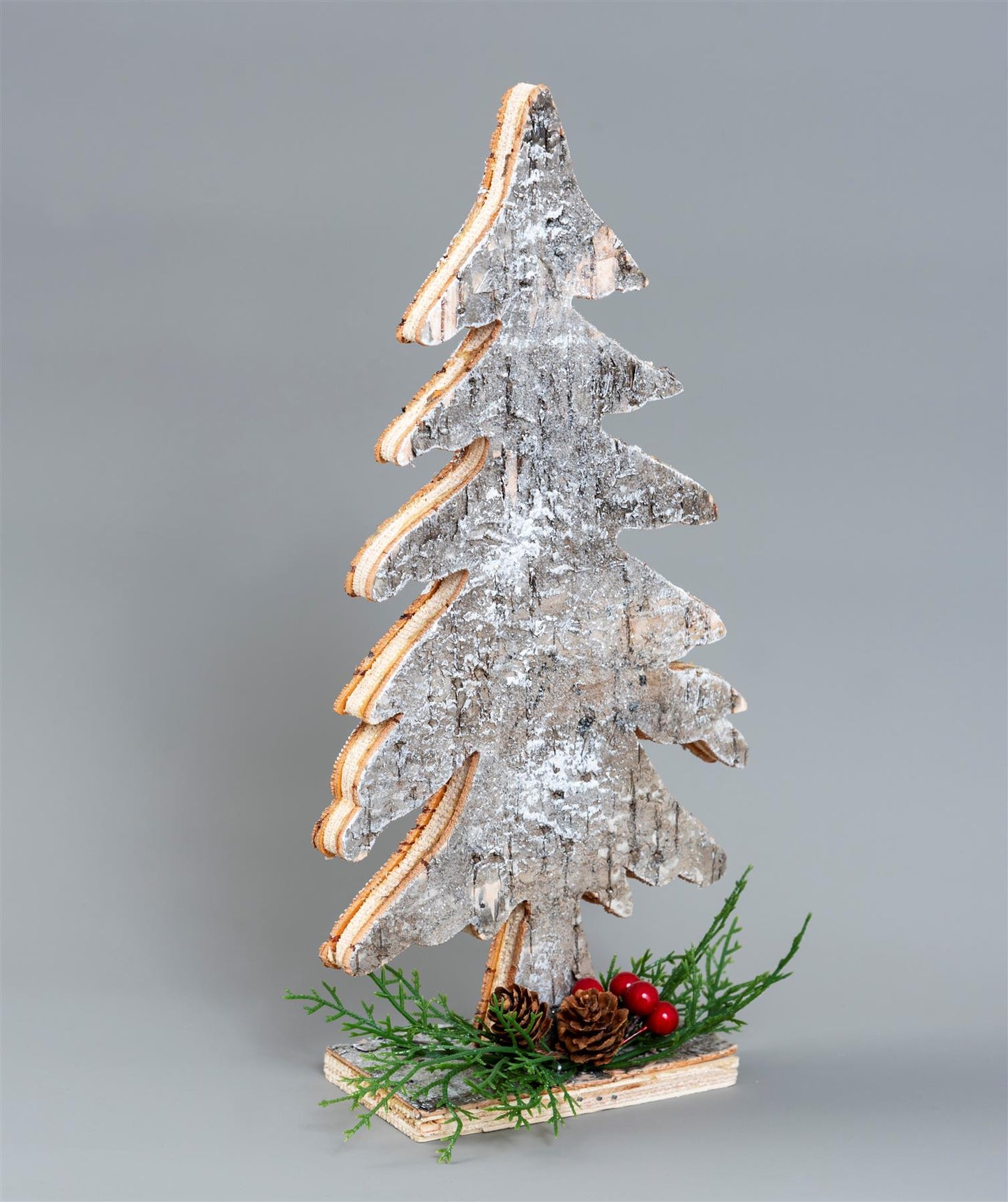 30cm Christmas Tree Shape Birch Bark Wooden Table Top Decoration