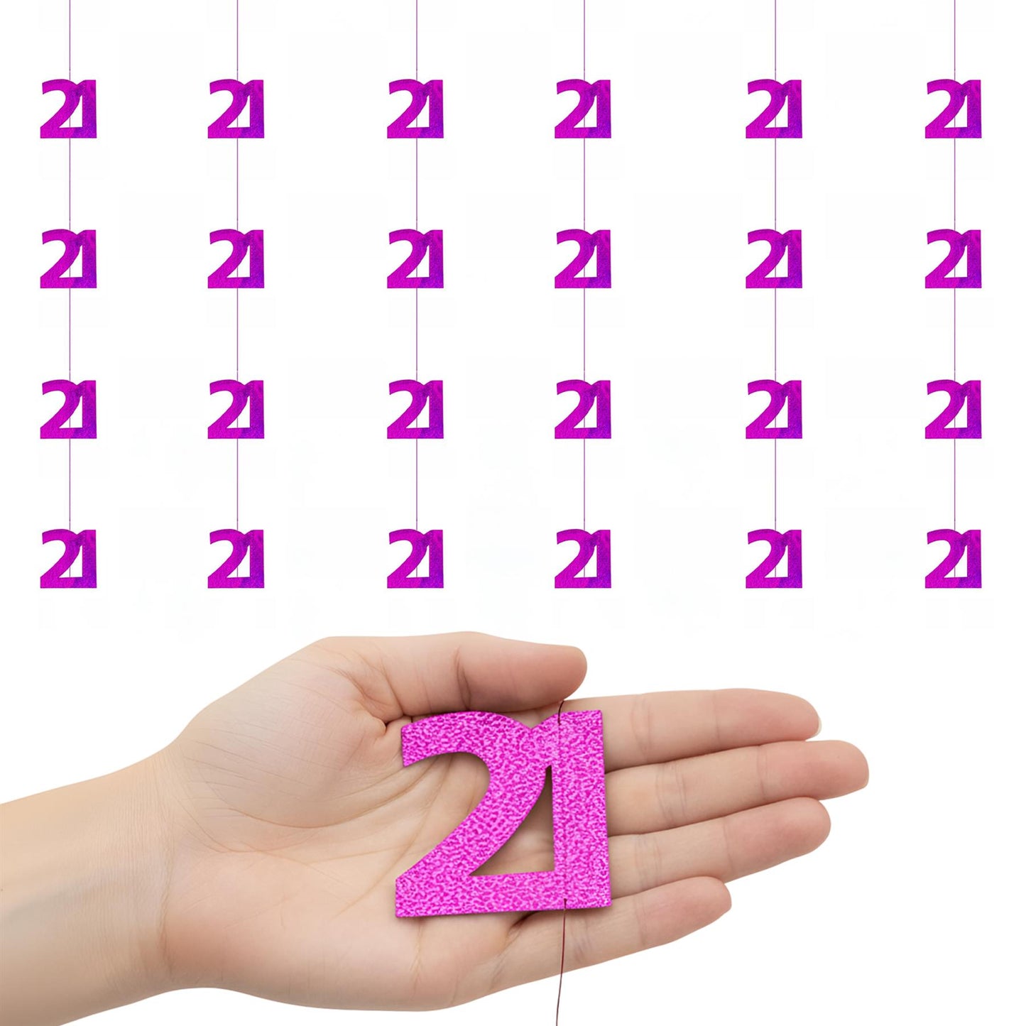Shatchi 21st Glitz Pink Foil Hanging String Party Decorations Pack of 6