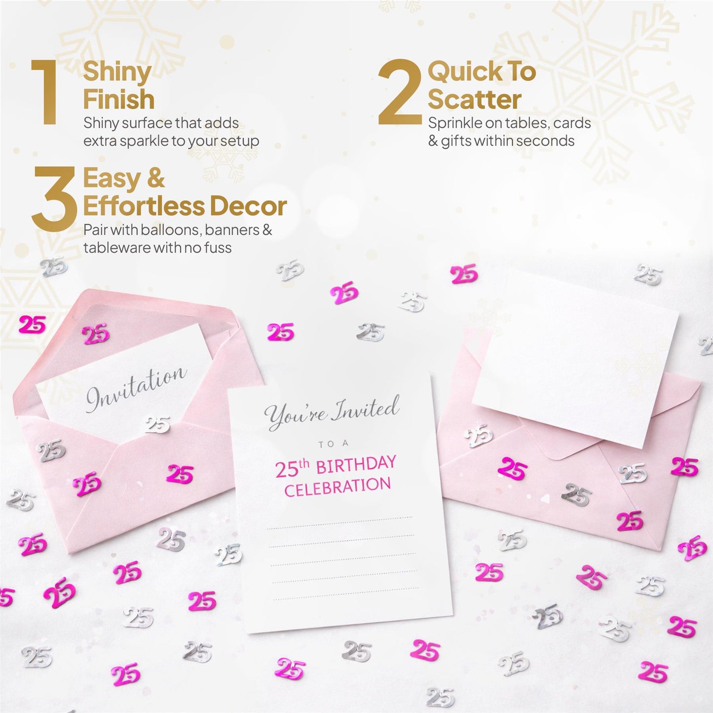25th Birthday Confetti in Pink & Silver, 14g, 1 Pack