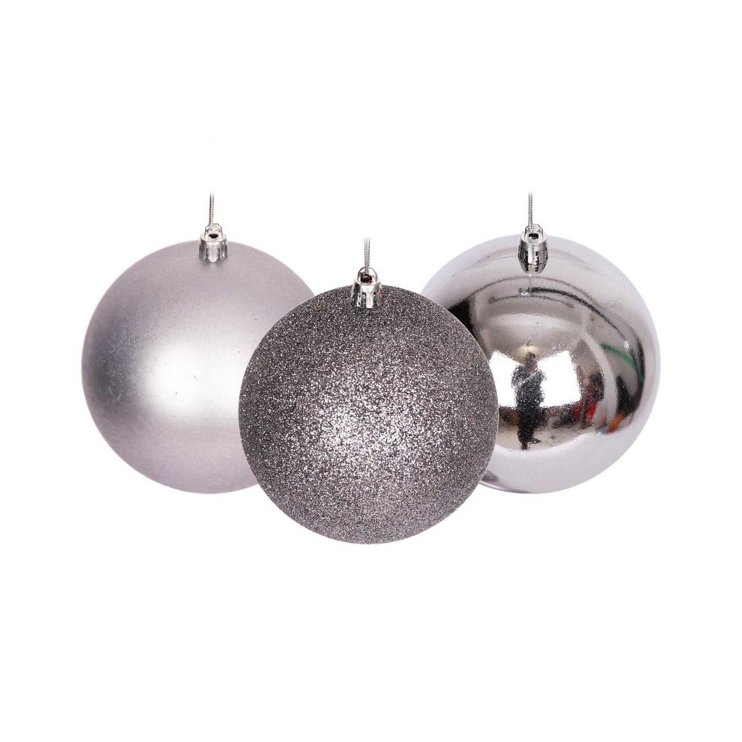 18pcs Mid Grey Baubles (5cm, PVC)