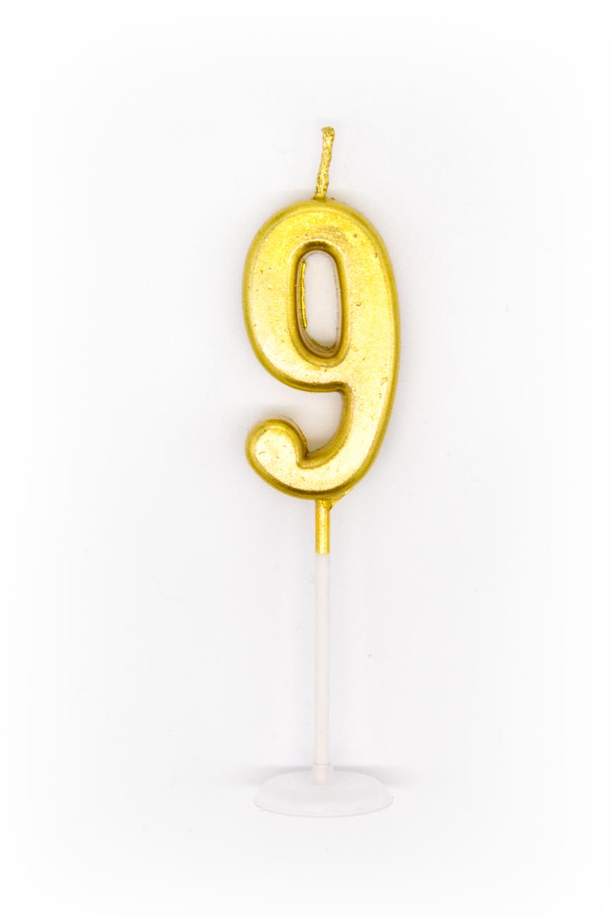 Gold 9 Number Candle